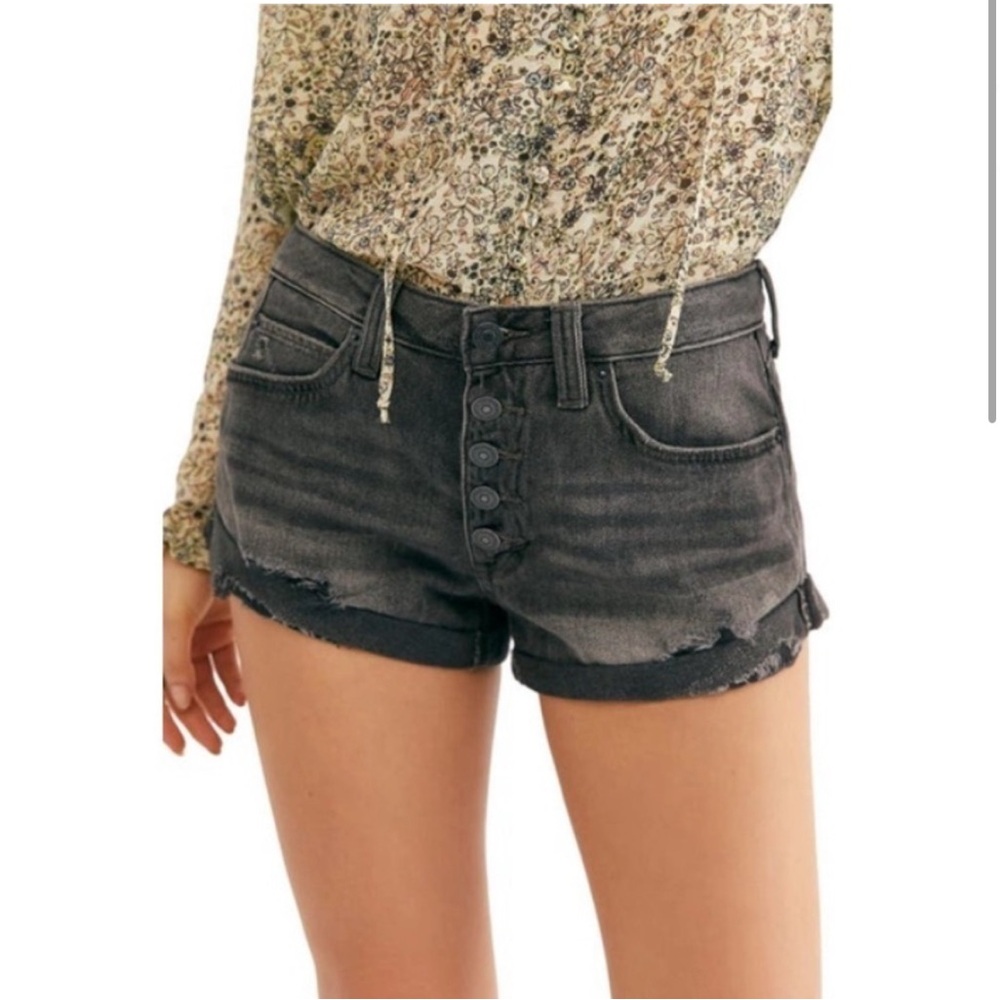 Free People Black Mambo Denim Shorts 25 NWT